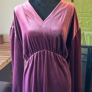 NWOT Custom Plum Velvet Drop Shoulder Shift Dress - Size L/XL